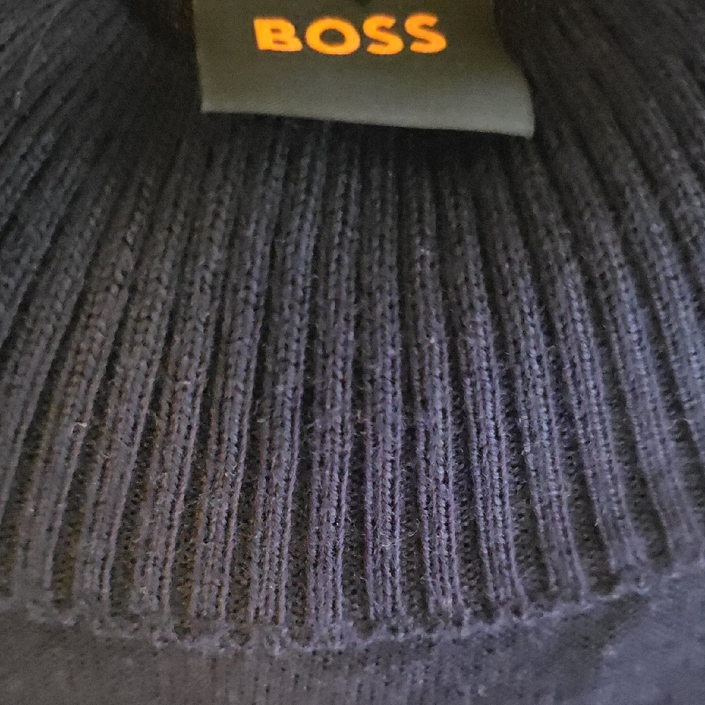 Boss Men's Navy Blue Mock Lightweight wool Blend Sweater Medium